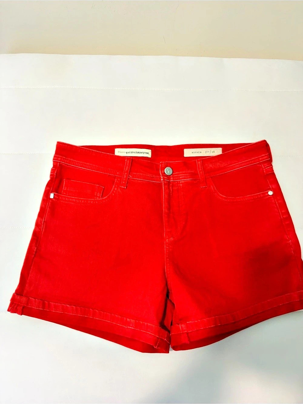 NWOT Pilcro Anthropologie Hyphen Red Jean Shorts Waist 28